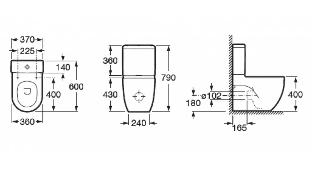 Унитаз Roca Meridian - N Compact Горизонтальный Выпуск